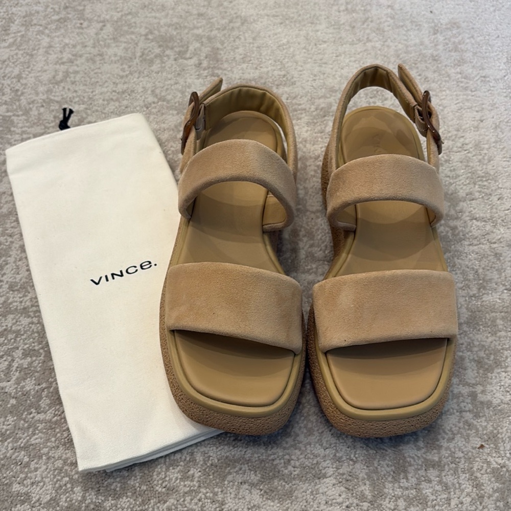 New women’s Vince Laguna suede leather platform sandal